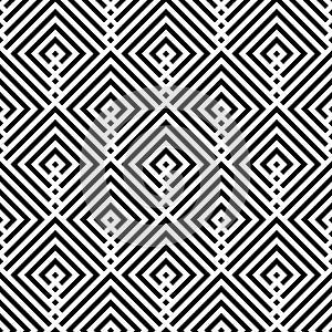 Abstract Seamless Geometric Checked Pattern. Black and White Texture