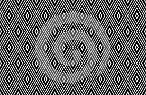 Abstract Seamless Geometric Diamonds Pattern. Black and White Texture