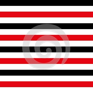 Abstract seamless geometric horizontal striped pattern with red, black and white stripes. Vector illustration.