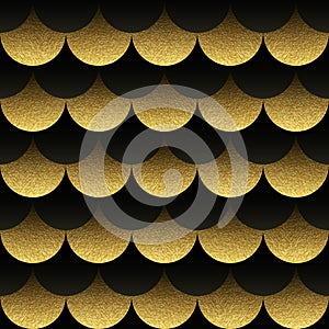 Abstract seamless geometric pattern with gold texture squama.