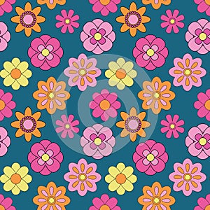 Abstract seamless groovy flower background.