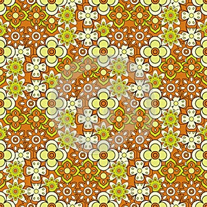 Abstract seamless groovy flower background.