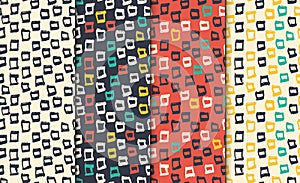 Abstract seamless hand drawn pattern set. Modern free hand textures.