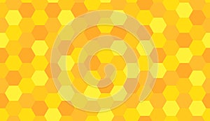 Abstract seamless honeycomb background. Hexagon beehive yellow, orange cells pattern. Bee honey shapes. Gold texture