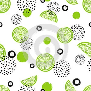 Abstract seamless lime pattern in green and black colors