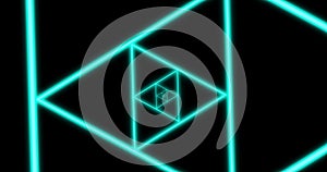 Abstract seamless loop blue neon geometric video with triangles.