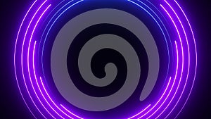 Abstract seamless loop neon circle. Blue and purple neon circles hi-tech motion background seamless loop.