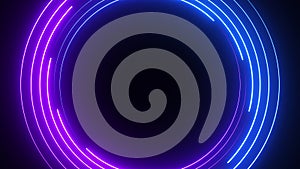 Abstract seamless loop neon circle. Blue and purple neon circles hi-tech motion background seamless loop.