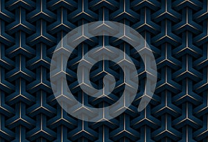 Abstract seamless luxury dark blue and gold geometric pattern background photo