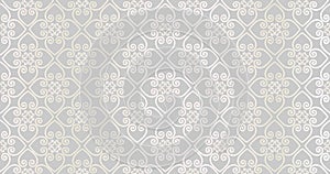 Abstract seamless pattern. Arabic line ornament with geometric shapes. Linear floral ornamental texture. Artistic backdrop in arab