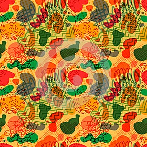 Abstract seamless pattern. Artistic background with transparancy design elements. Vector illustration