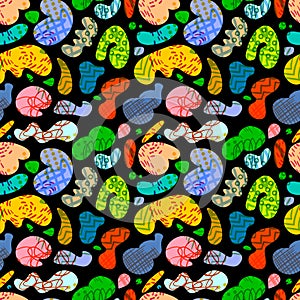 Abstract seamless pattern. Artistic background with transparancy design elements. Vector illustration