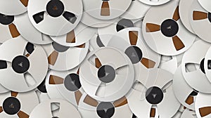 Abstract seamless pattern background. Aluminum reel spool Magnetic tape