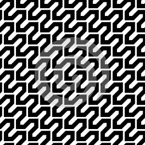 Abstract seamless pattern background. Maze of black geometric design elements isolated on white background. Vector