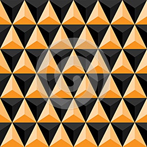 Abstract seamless pattern of black and orange triangles