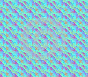 Abstract seamless pattern of blue and pink and green spots and waves