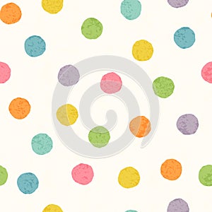 Abstract seamless pattern with bright colorful hand drawn dots