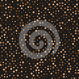 Abstract seamless pattern with brown colored chaotic circles on dark