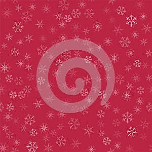 Abstract seamless pattern Christmas background of snowflakes on a red. For design of cards, invitations, greeting for the new year