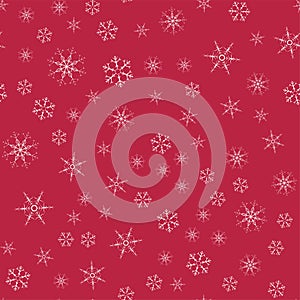 Abstract seamless pattern Christmas background of snowflakes on a red. For design of cards, invitations, greeting for the new year