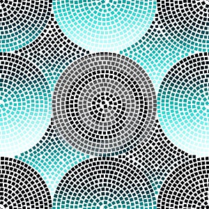 Abstract seamless pattern with circles of mosaic.