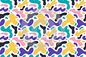 Abstract Seamless Pattern with Colorful Doodle Stains. Vector Carnival Background