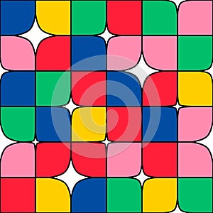 Abstract Seamless Pattern with Colorful Geometric Figure. Vector Modern Y2k Background photo