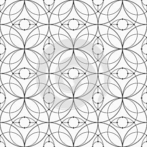 Abstract seamless pattern of connecting circles and lines
