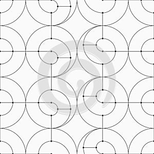 Abstract seamless pattern of connecting circles and lines
