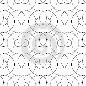 Abstract seamless pattern of connecting circles and rounded lines