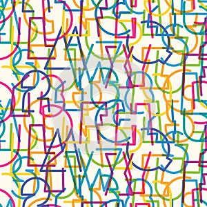 abstract seamless pattern with contours letters photo