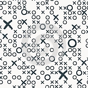 abstract seamless pattern with crosses and circles. Tic tac toe.