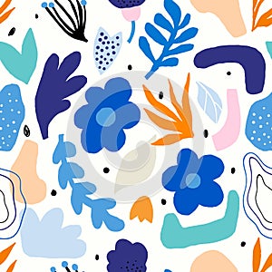 Abstract seamless pattern with decorative cut out floral shapes