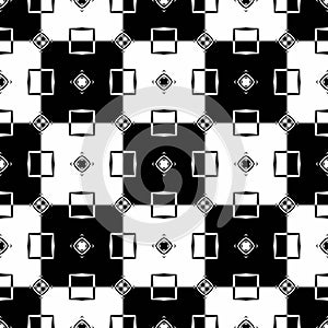 Abstract seamless pattern with decorative geometric  elements. Black and white ornament. Modern stylish texture repeating. Great