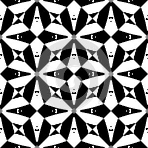 Abstract seamless pattern with decorative geometric  elements. Black and white ornament. Modern stylish texture repeating. Great