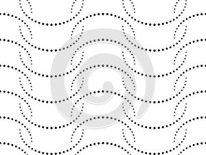 Abstract seamless pattern of dots and semitones. Wavy smooth change of parameters.