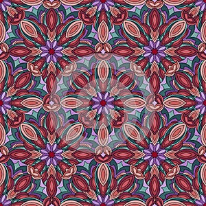 abstract seamless pattern with flower mandalas