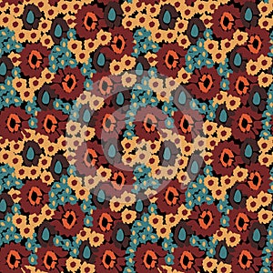 Abstract seamless pattern with flowers. Simple pattern with cute flowers, vector. Endless floral texture