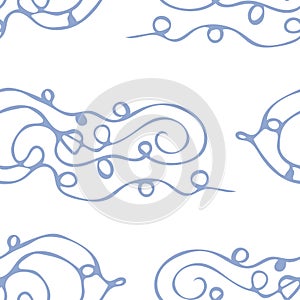 Abstract seamless pattern, geometric background with random shapes, curls, swirls.