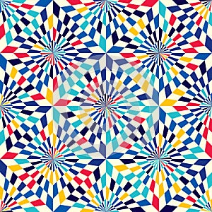 Abstract seamless pattern of geometrical elements. Optical illusion.