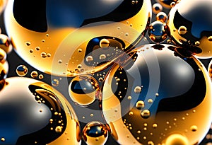 Abstract seamless pattern with gold and colored oil bubbles and paint patterns for design and background