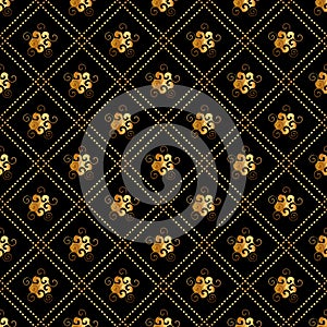 Abstract seamless pattern with golden oraments. Luxury background design. Modern stylish texture. Vector illustration. Used for wa