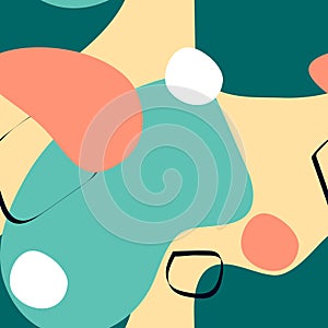 Abstract seamless pattern with graphyc elements, modern abstract shapes.   Avant-garde collage style. photo