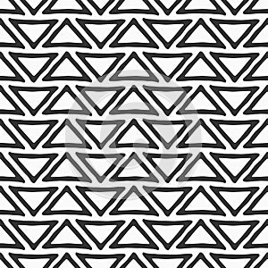 Abstract seamless pattern of hand drawn triangles. Monochrome vector background