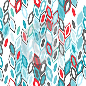 Abstract seamless pattern of hexagons. Motion and interlocking geometric forms.
