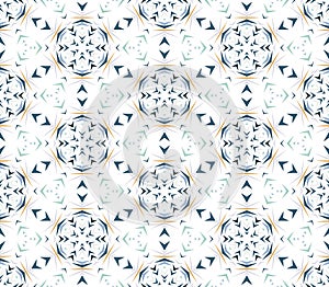 Abstract seamless pattern with kaleidoscope. Symmetric patterns of reflections of figures.