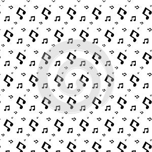 Abstract Seamless Pattern of large and small Musical Notes. Black and White repeating Background with Musical Note for