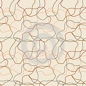 Abstract seamless pattern with linear shapes. Vector endless texture in boho style