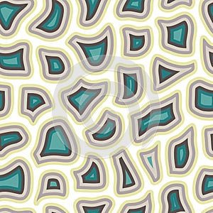Abstract seamless pattern with many different particles next to each other. Surface is broken to pieces