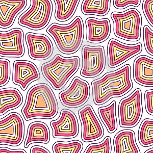 Abstract seamless pattern with many different particles next to each other. Surface is broken to pieces